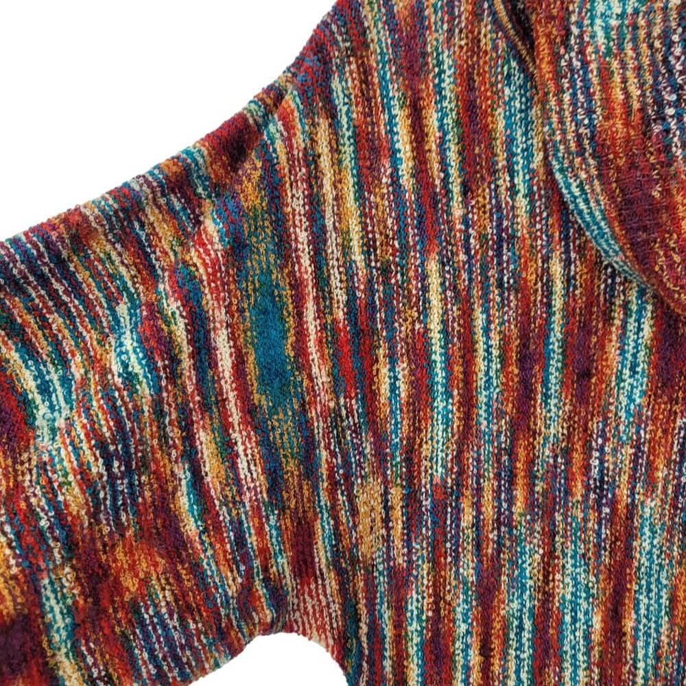 Vtg 80s Multicolor‎ Streaked Cowlneck Sweater Sz M Dolman Sleeve Funky Casual - Picture 6 of 12